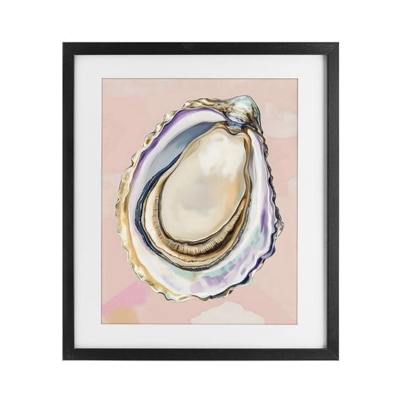 Stupell Industries Coastal Pink Oyster Shell Elegance Black Framed Print Under Glass, 13 x 16, by The Prints Vibe