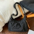 thumbnail image 2 of Women's Minimalist Plaid Nylon Drawstring Large Capacity Messenger Purse Japanese-style Crossbody Shoulder Bag For Daily Commute Travel, 2 of 5