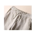 thumbnail image 4 of Pantalón de lino Tanming de tiro alto con cordón, caqui, talla M, 4 of 7