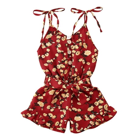 

Dewadbow Kids Baby Girls Strap Romper Sleeveless Jumpsuit Summer Outfits