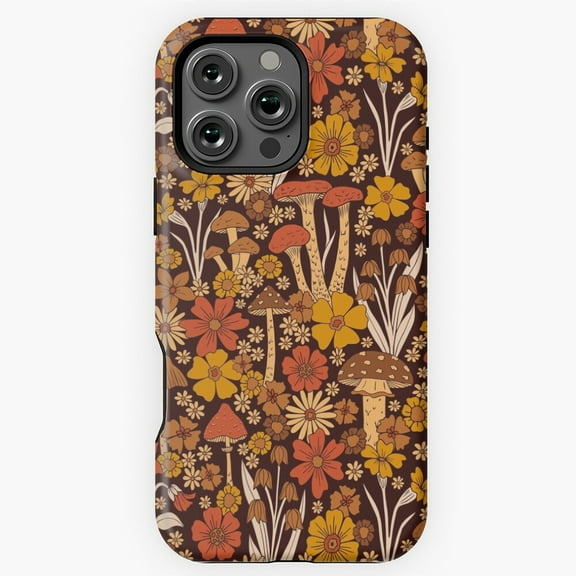 Retro 70s Orange Mushrooms Phone Case for iPhone 16 15 14 13 12 11 Pro Max M891228