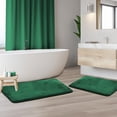 thumbnail image 1 of Set of 2 Small Clara Clark Bath Mat Bathroom Rug - Absorbent Memory Foam Bath Rugs - Non-Slip, Cozy Velvet Feel Microfiber Bathrug, Plush Shower, Toilet- Floor Bathmats Carpet - Hunter Green - 17"x24", 1 of 6