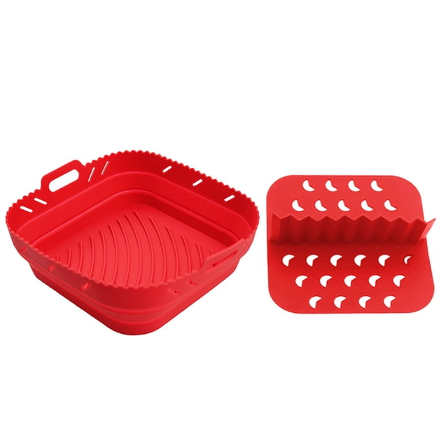 CSChome Silicone Fryer Basket Square Fryer Basket with Handle: Even Heat Distribution, Reusable Silicone Pan Divider Pad