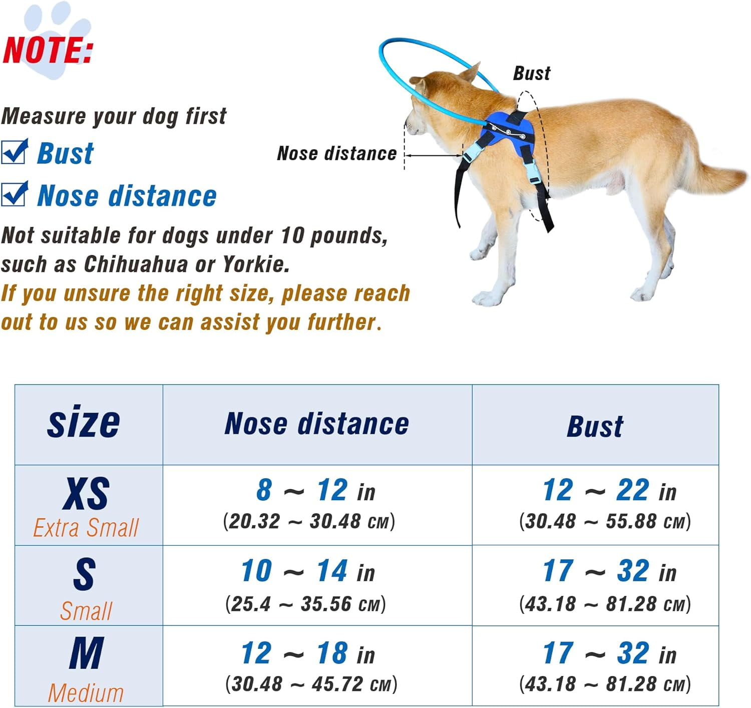 Blind Dog Halo Harness - Protective & Guiding Collar for Blind Dogs, Confidence Building Accessory, Extra Small