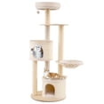 thumbnail image 1 of Gymax 60'' Tall Cat Tree Wooden Kitten Tower w/ Sisal Scratching Posts & Mat 2 Condos Perch Hammock, 1 of 10