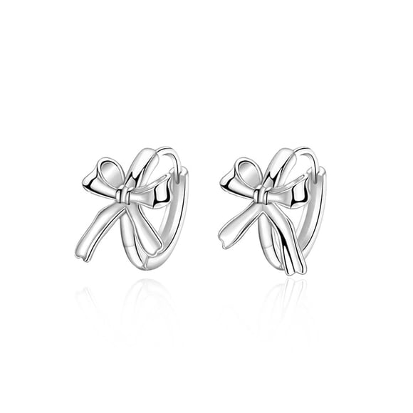 Pendientes de aro SLUYNZ de plata de ley con lazo para mujeres y niñas