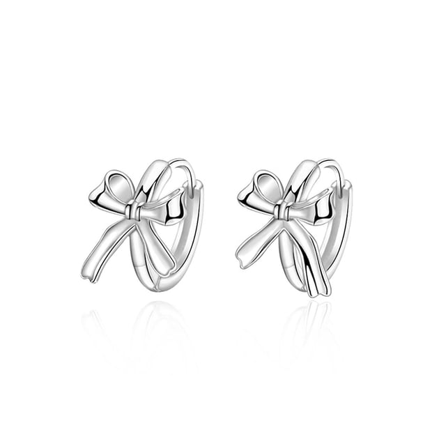 Pendientes de aro SLUYNZ de plata de ley con lazo para mujeres y niñas