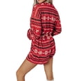 thumbnail image 5 of Liacowi Women Christmas Pajama Set Long Sleeve Crop Top Shorts 2Pcs Xmas Snowflake Print Knit Homewear, 5 of 6