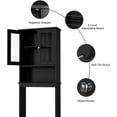 thumbnail image 7 of Over The Toilet Storage Cabinet, Bathroom above The Toilet Rack, Bathroom Adjustable Shelf Organizer with Open Bottom Bar and Anti-Tip Device, Black, 7 of 7