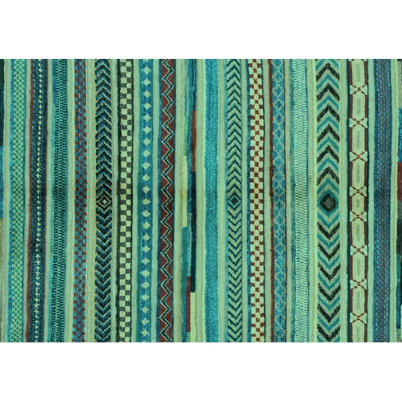 Ahgly Company Indoor Rectangle Oriental Light Blue Modern Area Rugs, 5' x 8'