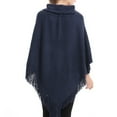 thumbnail image 3 of Kilaqueen Shawl Wraps for Women with Hooded Trumpet Button Fringe Tassel Pullover Wrap Solid Color Trendy Poncho Cape for Fall Winter, 3 of 4