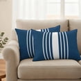 thumbnail image 3 of Outdoor Waterproof Pillow Covers Summer Navy Blue Stripe Decorative Throw Pillow Protectors,Pillowcase Cushion Cases for Patio Sofa Garden Couch,20x12in,Pack of 2, 3 of 14