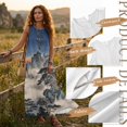thumbnail image 7 of FOR U DESIGNS Mountain Pine Tree Print Couples Matching Outfits 2026 Linen-Look His and Hers Set Men's Button Down Shirt, Women's Flowy Sleeveless Dress, 7 of 7