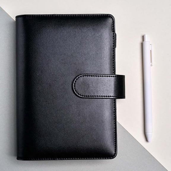 A6 PU Leather Notebook Binder Cover Refillable 6 Ring Loose Leaf Planner With Buckle Closure Faux Leather Journal Organizer For School Office