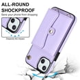 thumbnail image 6 of For iPhone 15 RFID Blocking Protective Purse Wallet Case Magnetic Organ Style Flip Cover Multi-Card Slots Pocket With Detachable Shoulder Strap And Wrist Strap,Purple,For iPhone 15, 6 of 7