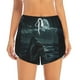 thumbnail image 2 of Balery Moonlit Night Sky Shark Pantalones cortos deportivos para mujer con forro y dos bolsillos, elásticos, para entrenamiento, gimnasio, yoga-Large, 2 of 7