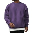 thumbnail image 2 of Zimjoy Purple Sweatshirts for Men Casual Long Sleeve Mens Crewneck Sweatshirts Fashion Solid Color Pullover Cotton Blend Thermal Fall Clothes, Purple XL, 2 of 5