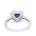 thumbnail image 3 of Halo Dazzling Heart Promise Ring Round Amethyst CZ 925 Sterling Silver Size 4, 3 of 6