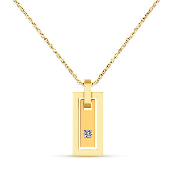 Auory Men’s Square Pendant Necklace 18K Vermeil Gold Plated with Moissanite for Hip-Hop Style