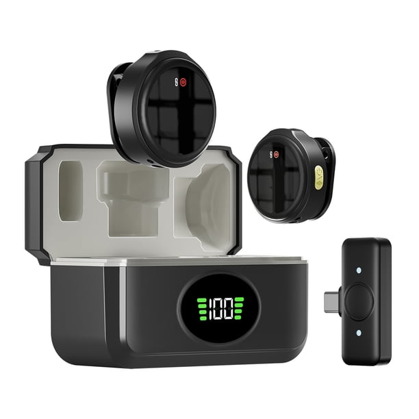 Methold Micrófono de solapa inalámbrico, micrófono de solapa portátil, micrófono de solapa inalámbrico, micrófonos de solapa Electrónica Tipo-c