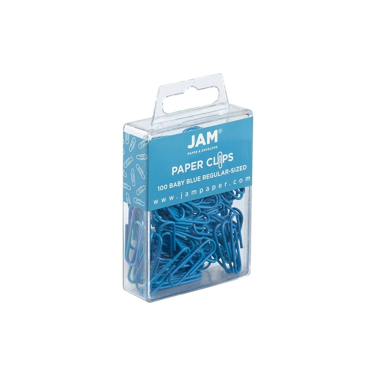 JAM Paper Standard Paper Clips, Baby Blue, Small 1 in, 100/Pack