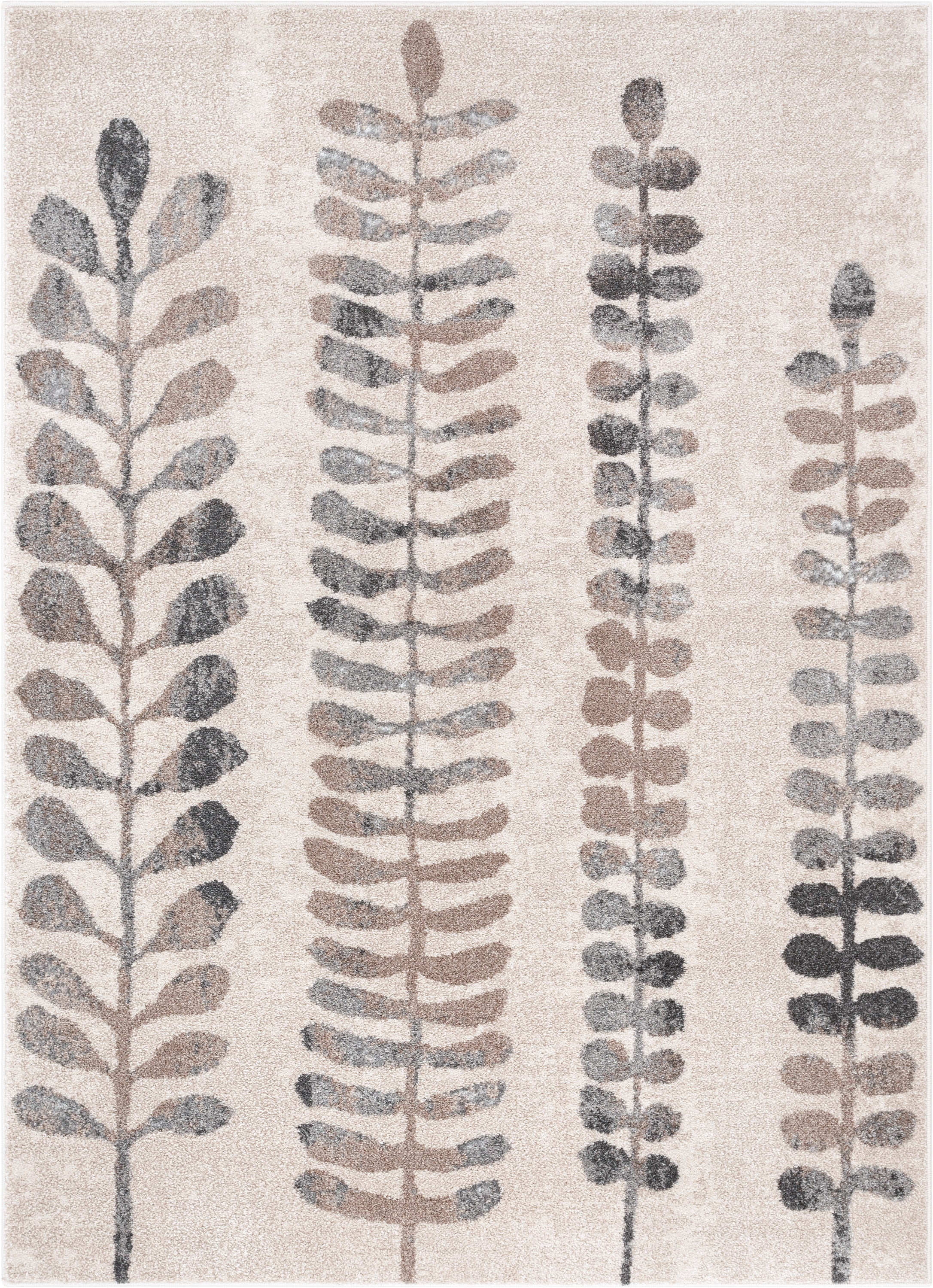 Well Woven Lisbon Myra Botanical Abstract Leaves Pattern Ivory Retro 5'3" x 7'3" Area Rug