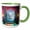 Green/White, variant on 3drose, Doorway to Wolf Land, Beautiful White Wolf Art, 11oz Two-tone Red Mug