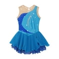 thumbnail image 6 of Doomiva Kids Girls Sleeveless Sequins Rhinestone Figure Ice Skating Dress Ballet Leotard Tutu Dress Dancewear Light Blue 8, 6 of 7