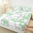 thumbnail image 3 of Manfei Modern Geometric Aesthetic Queen Sheet Sets,Pixel Geometric Flat Sheet,Gray Green White Queen Fitted Sheet For Boys,Ultra Soft Home Decor,4-Piece, 3 of 7