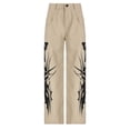 thumbnail image 1 of Pantalones holgados de gran tamaño con estampado en tinta negra para mujer, estilo hippie, de tiro bajo, informales, de verano, color caqui, 1 of 6