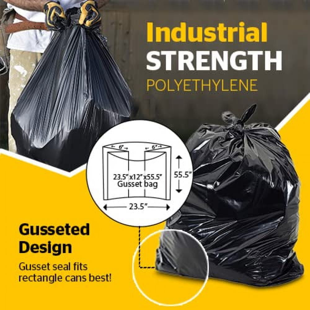 Compactor 55Gallon Recyclable Trash Bags Super Big Black Plastic Bags