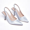 thumbnail image 5 of Zhabtuc Women's Slingback Kitten Heel Pointed Closed Toe Stiletto Pumps Slip on Elastic Strap Wedding Party Dress Sandals Shoes, 5 of 6