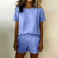 thumbnail image 5 of Hvogkswy Two Piece Linen Sets for Women, Solid Color Short Sleeve Crew Neck Tops and Button Waist Shorts with Pockets Lightweight Breathable Summer Outdoor Vacation&Casual Set, 5 of 7