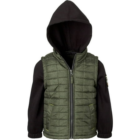 Fleece Print Vest - iXtreme Boys' Camo Print Vest With Fleece Hood And Sleeves