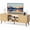 Natural Wood, variant on EDX Retro-Modern TV Stand, Mid-Century Media Console with Soft-Close Cabinets & Adjustable Shelves, Engineered Wood TV Cabinet for 50-65 Inch TVs, Grey Wood Grain