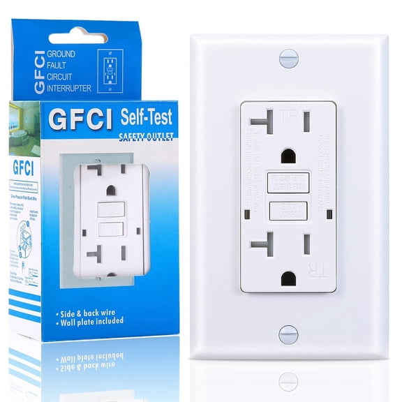 3GRACE 20 Amp GFCI Outlet, Tamper-Resistant Receptacle with LED Indicator, Self-Test, Decorator Wall Plates and Screws Included, UL Listed, White (1 Pack)