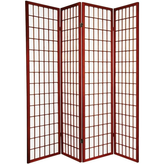 Legacy Decor 4 Panel Japanese Style Room Screen Divider Cherry Color 71" high x 70" Wide