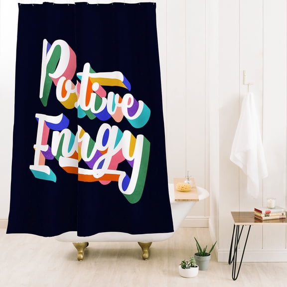 Society6 Showmemars Positive Energy Typography Shower Curtain 71" x 74"