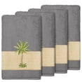 thumbnail image 2 of Authentic Hotel and Spa  Turkish Cotton Palm Tree Embroidered Charcoal Grey Bath Towels (Set of 4), 2 of 4
