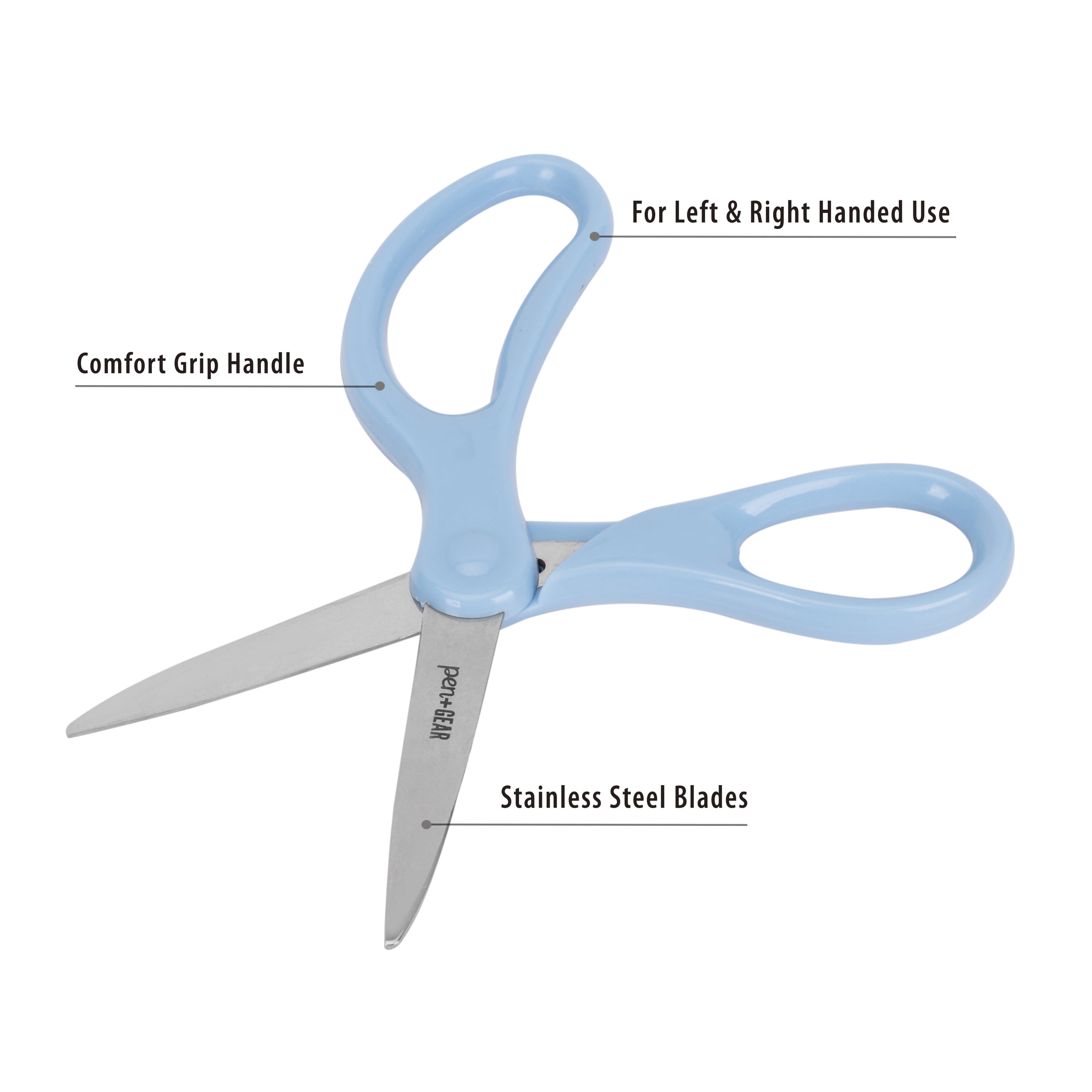 Pen+Gear 6-inch Pointed Tip Kids' Scissors, School Supplies, Blue