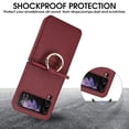 thumbnail image 4 of ELEHOLD for Samsung Galaxy Z Flip 4 Wallet Case,Anti-slip Cross Textured PU leather Card Holder Metal Ring Slim Shockproof Protective Cover for Women Men for Samsung Galaxy Z Flip 4,Winered, 4 of 6