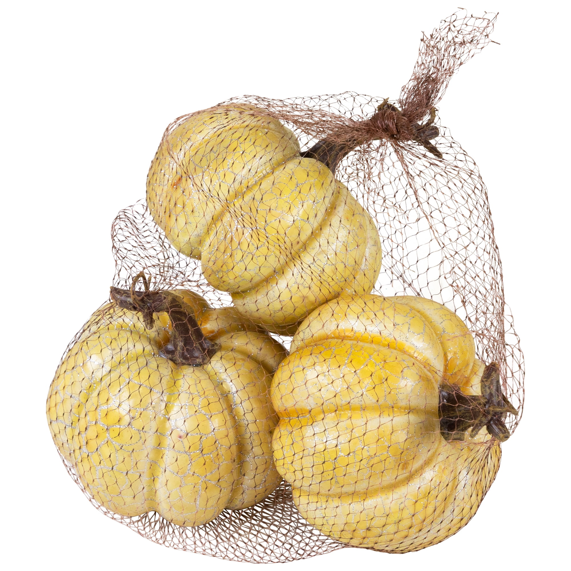 Set of 3 Antiqued White Crackle Finish Fall Harvest Pumpkins 4"
