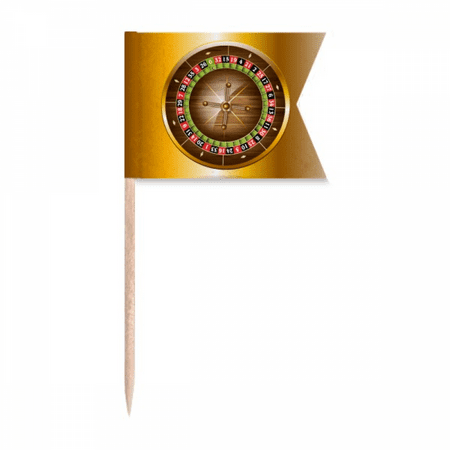 Realistic Casino Turntable Illustration Toothpick Flags Labeling Marking for Party Cake Food Cheeseplate