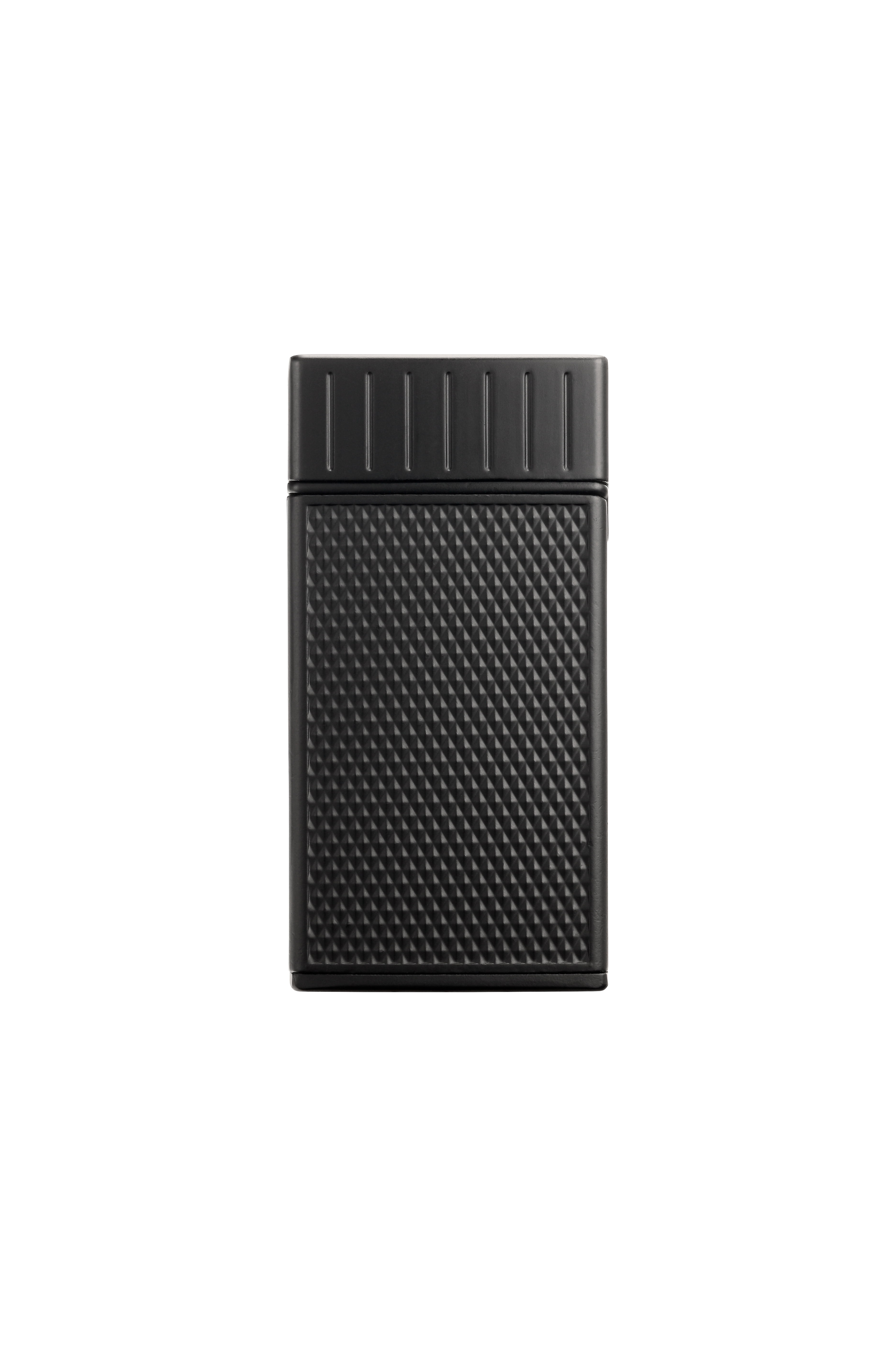 Colibri Julius Double Flame Butane Flint Cigar Lighter with Diamond-Pattern Case, Windproof & Refillable, Cigar Enthusiast's Choice with Blue Fuel Window and Adjustable Flame (Black, Black)