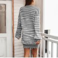 thumbnail image 2 of Gibobby Vestidos de suéter anchos Vestido casual de mujer Estampado de Cuello redondo Manga larga Suéter suelto Mini vestido(Gris,G), 2 of 5