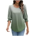 thumbnail image 3 of Bovxnpu 3/4 Length Sleeve Womens Tops, Cotton Casual Tunic Tops for Women Loose Dressy, Womens Casual Printed 3/4 Length Sleeve Smocked Cuffs S, 3 of 6