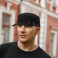 thumbnail image 4 of Men Vintage Army Denim Baseball Cap Cotton Cadet Hat Breathable Flat Cap Spring Autumn Sun Cap, 4 of 7