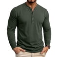 thumbnail image 3 of Stamzod Long Sleeve Henley Shirts for Men Casual Pullover Button Up Shirt Soft Home Cotton Oversized Tshirts Army Green XXL, 3 of 8