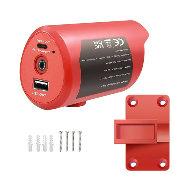 For Mil.waukee 12v Battery to Charging Station Adapter with USB-C, USB Outputs & Mounting Bracket
