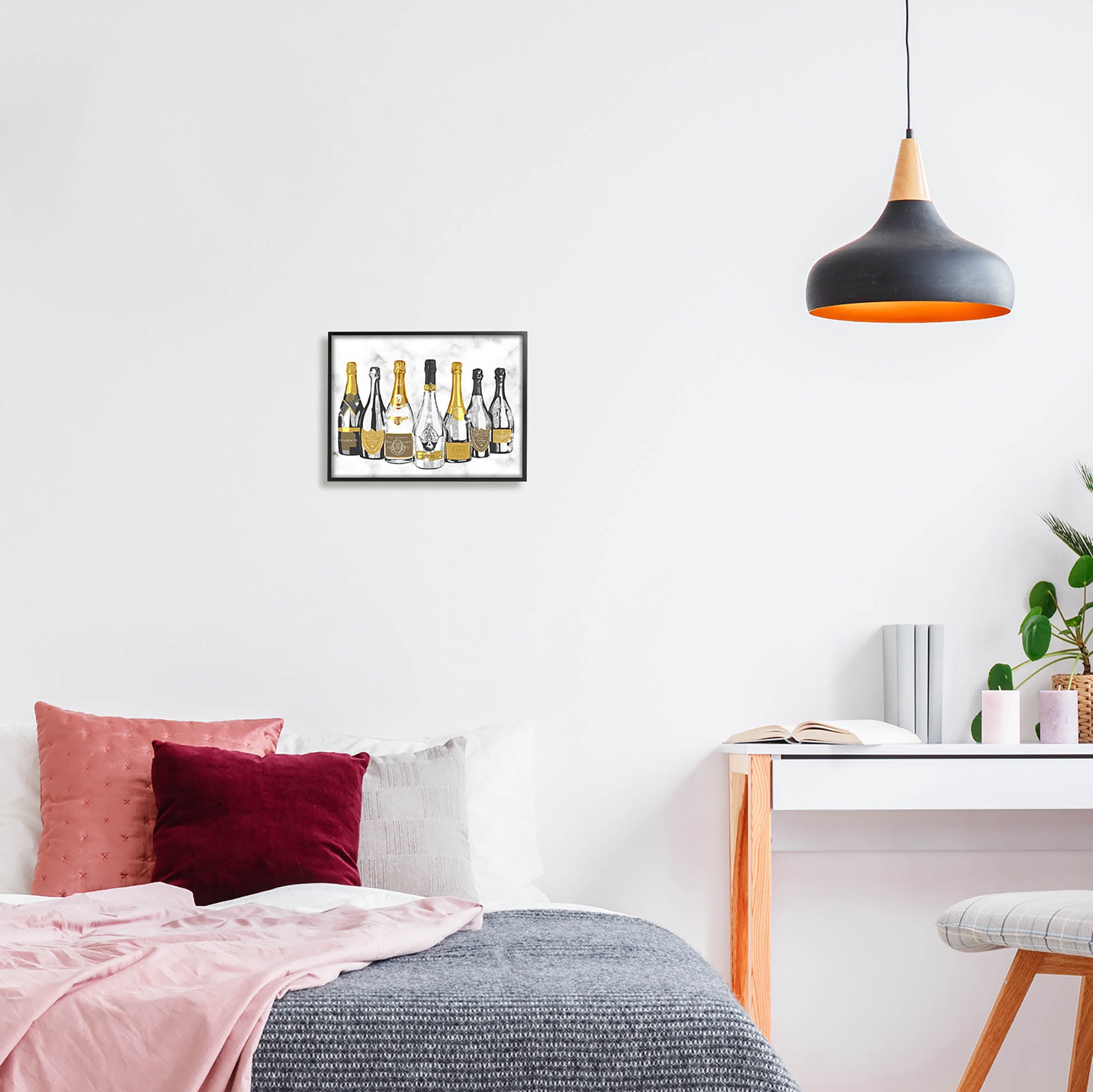 Stupell Industries Radiant Glam Twinkle Champagne Bottles Graphic Art Black Framed Art Print Wall Art, Design by Ziwei Li